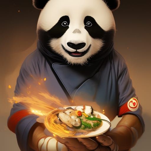 Ghibli Chef Panda Portrait in Digital Art Style