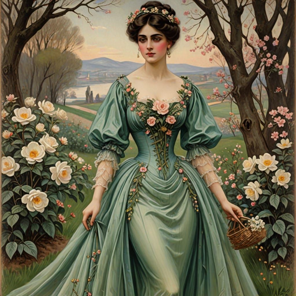 "The Spring"  ( La Primavera), Evening gown by Rosa Genoni, ...