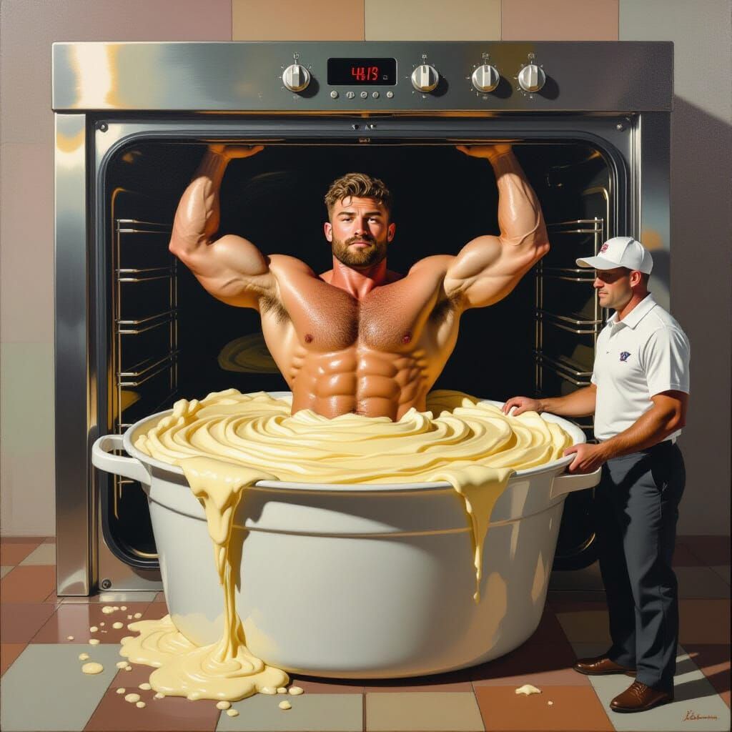 Surreal Football Player Baked in Giant Cake Batter