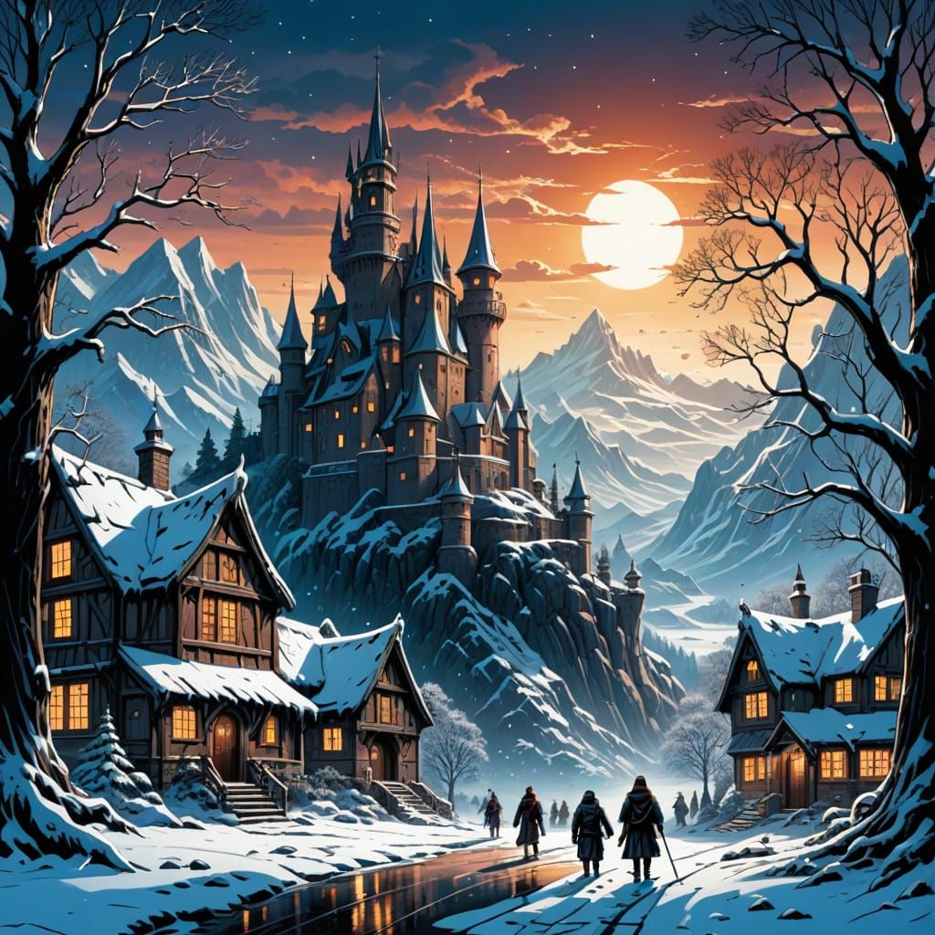 Winter Kingdom in Comic Book Art Style