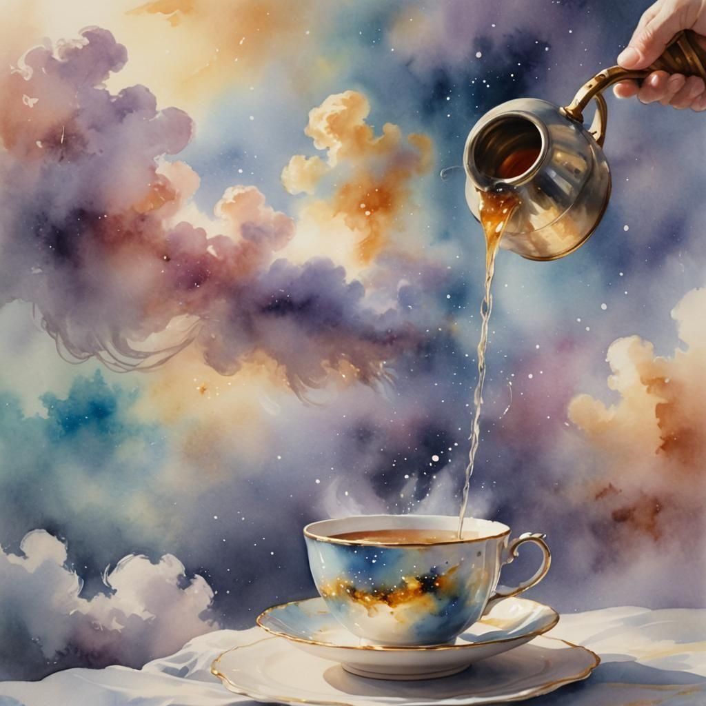 Glowing Galaxy Tea Cup in Heavenly Light