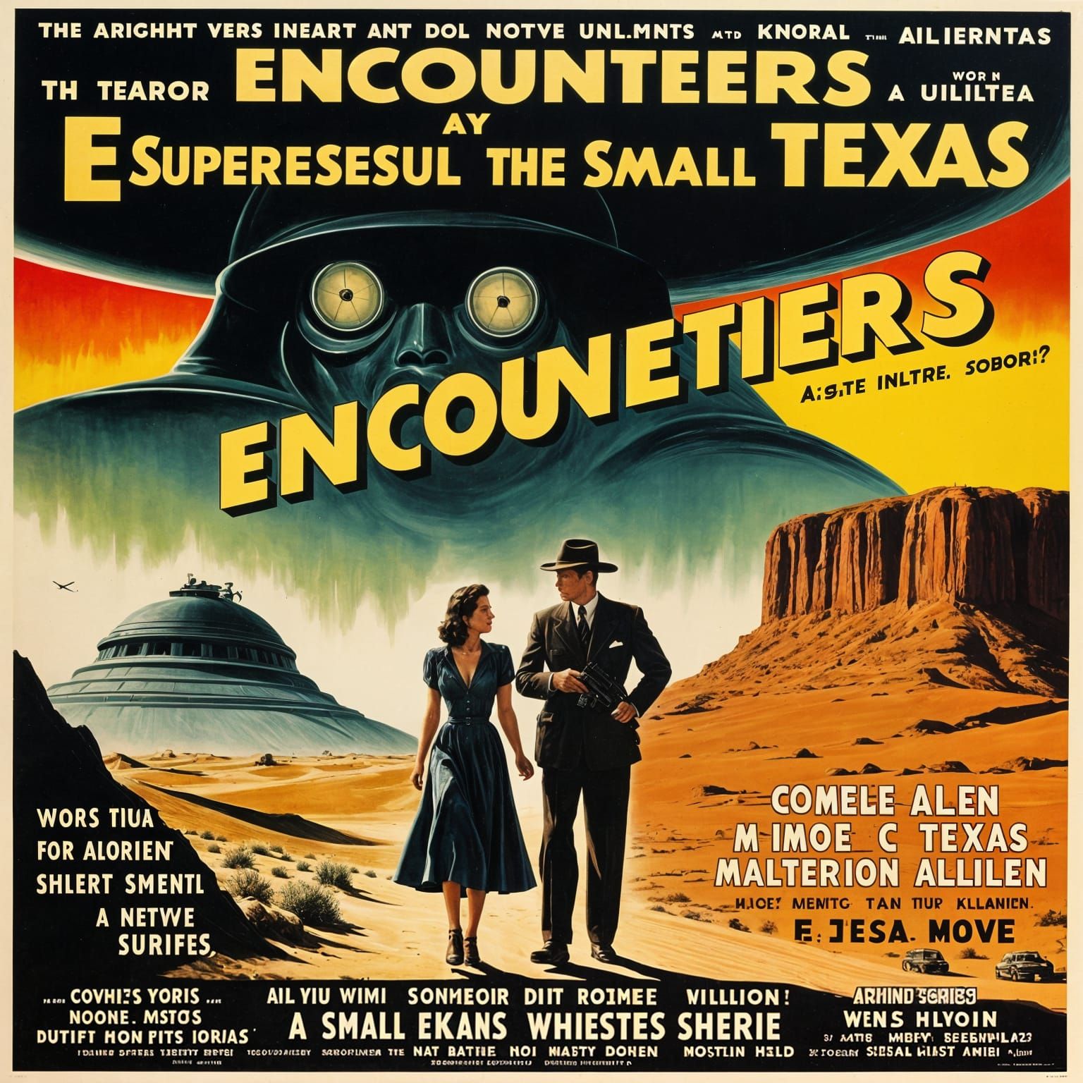1940s Noir Movie Poster: Encounters in West Texas