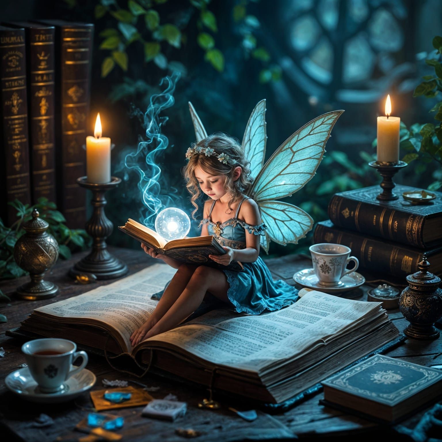 Magical Fairy in Wizard's Room at Night
