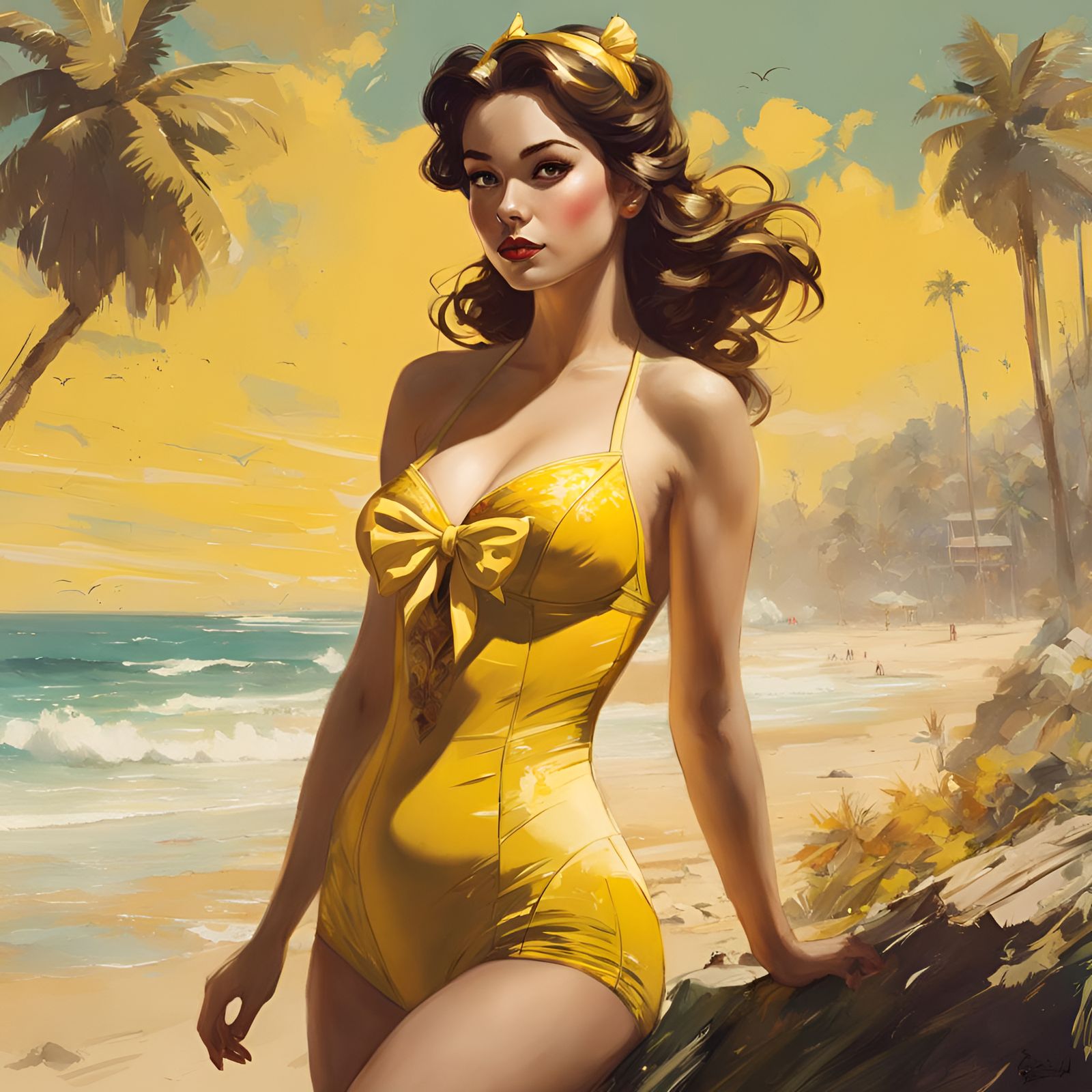 Princess Belle Pin-Up at the Beach