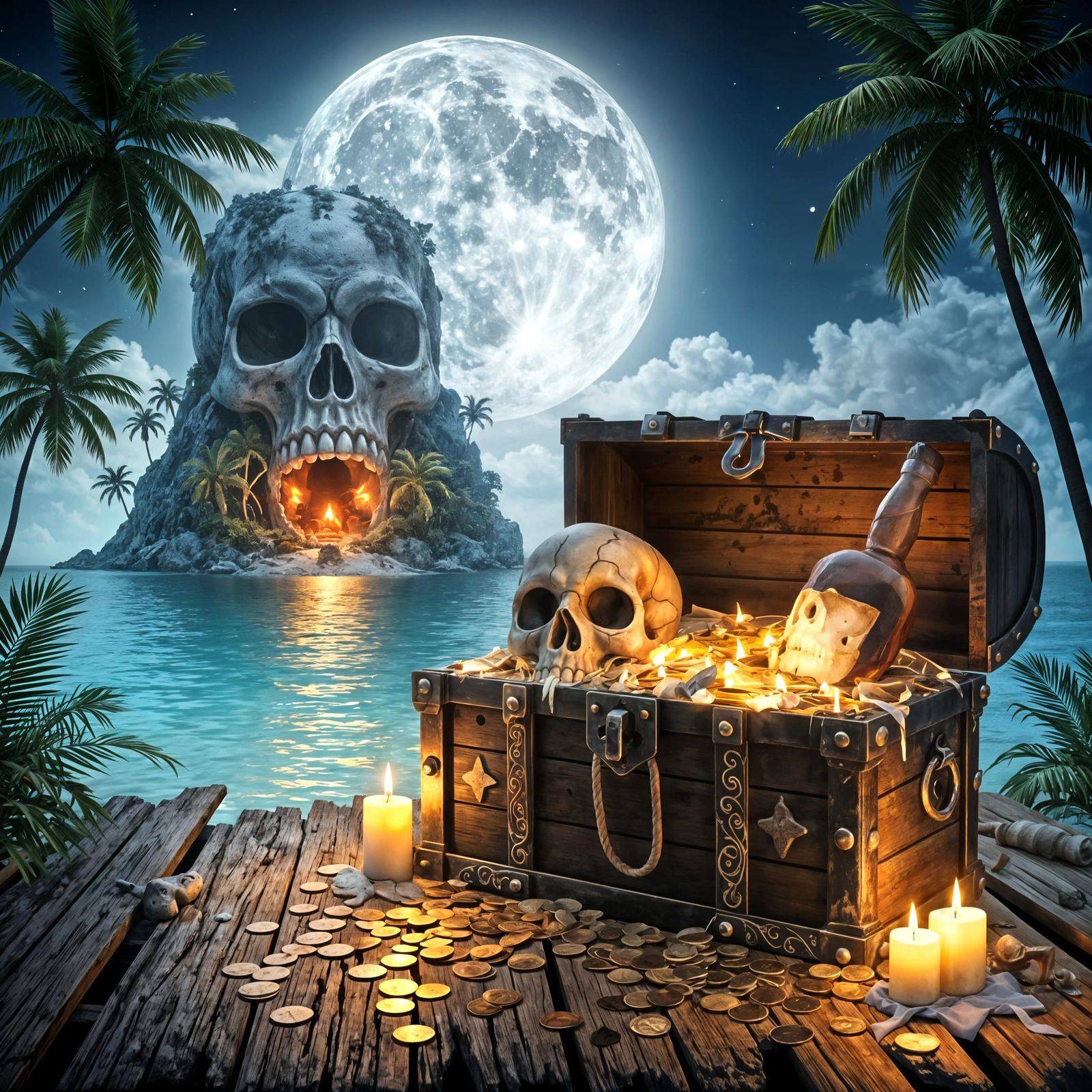 Pirate Island Skull Cave at Twilight in 4K