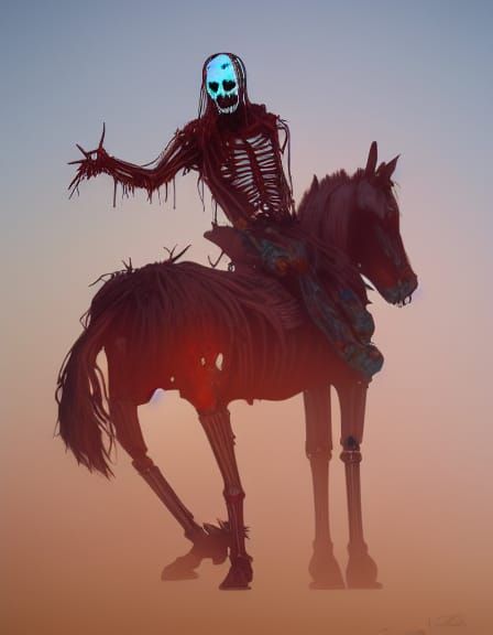 Undead Zombie Cowboy on Decaying Horse