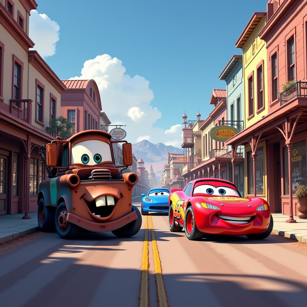 Lightning McQueen Meets Sally in Radiator Springs