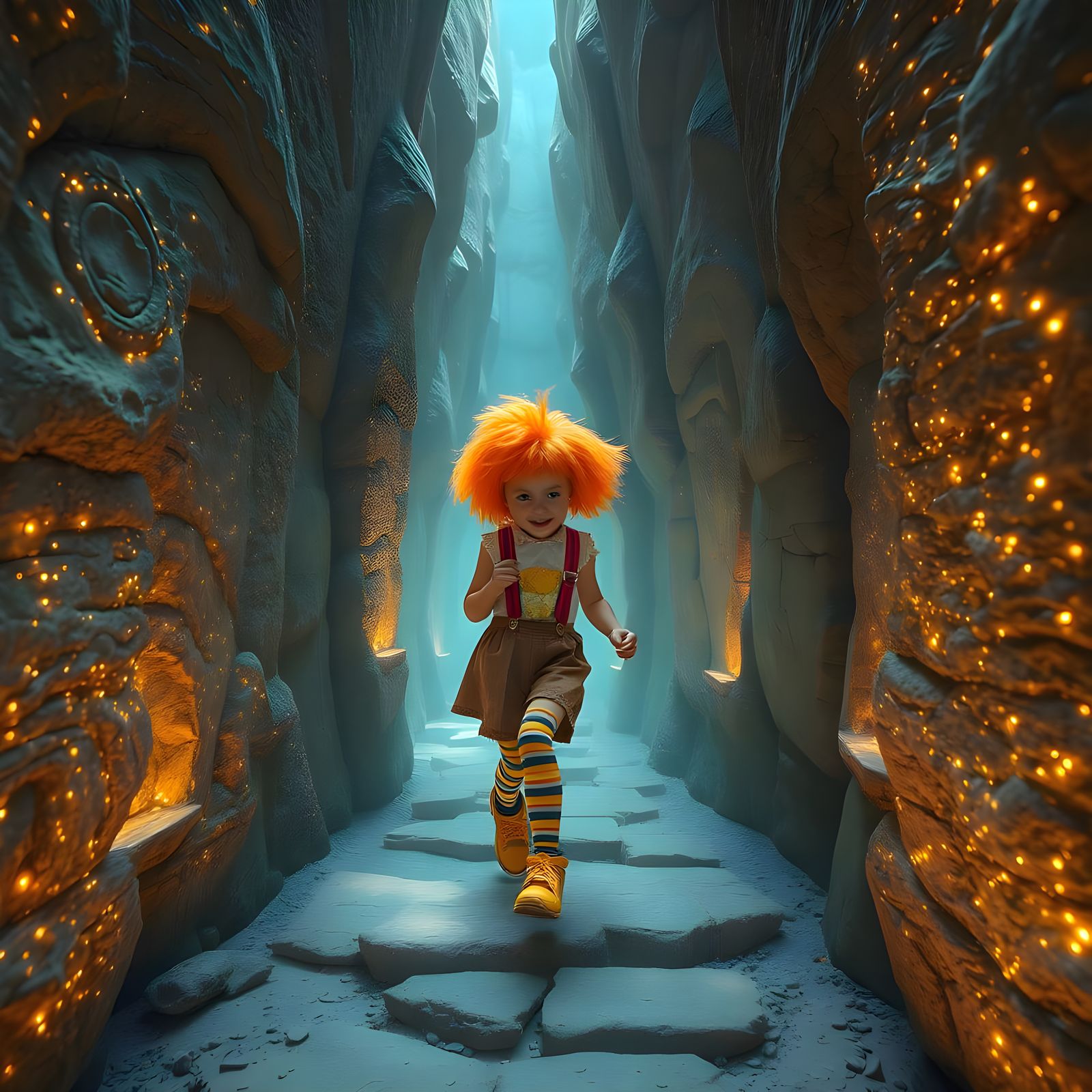 Ethereal Labyrinth with Glowing Rocks, Whelan-Inspired Fanta...