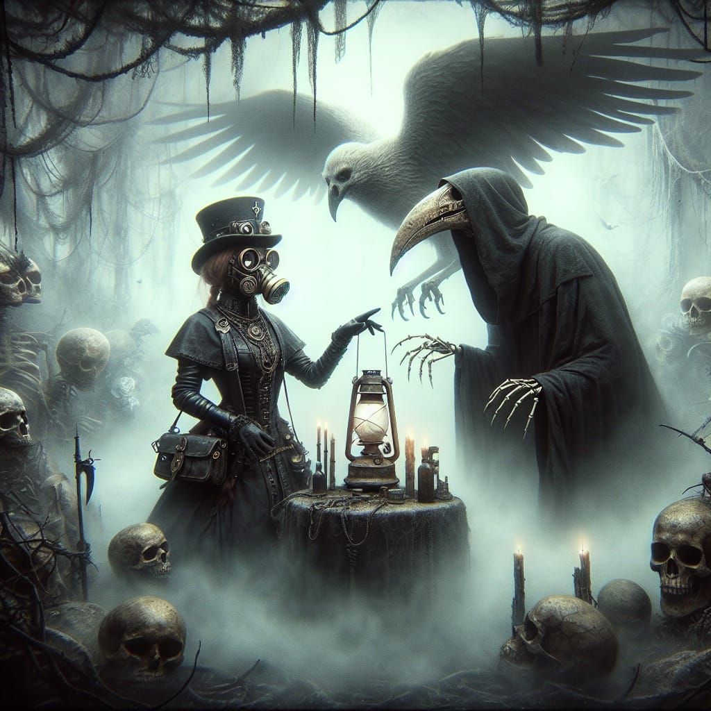 Steampunk Horrorcore Plague Doctor and Grim Reaper