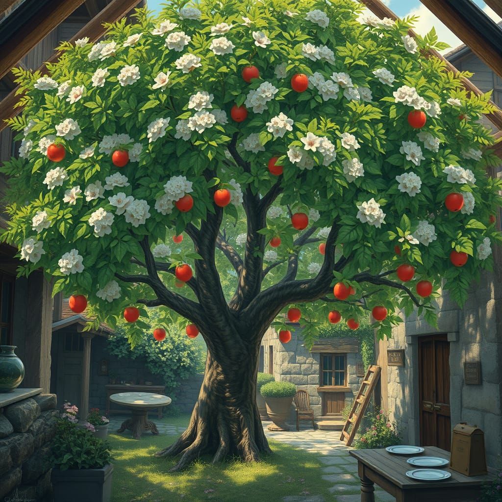 Majestic Village Tree Blooms with Whimsy