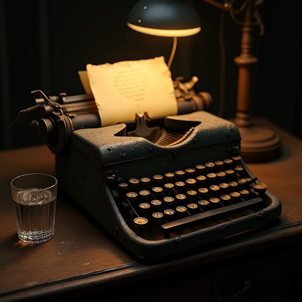 Vintage Typewriter in Deserted Study