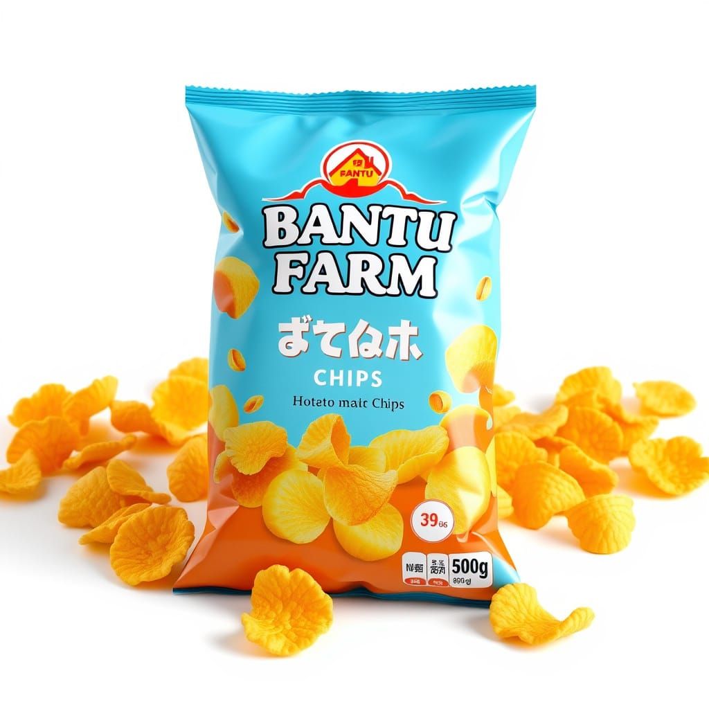 Vibrant Bantu Farm Packaging in 3D Anime Art Style