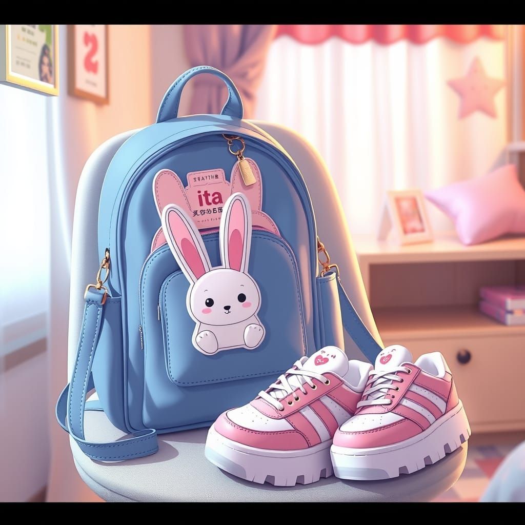 Hyper Realistic Kawaii Backpack and Shoes in Pastel Colors