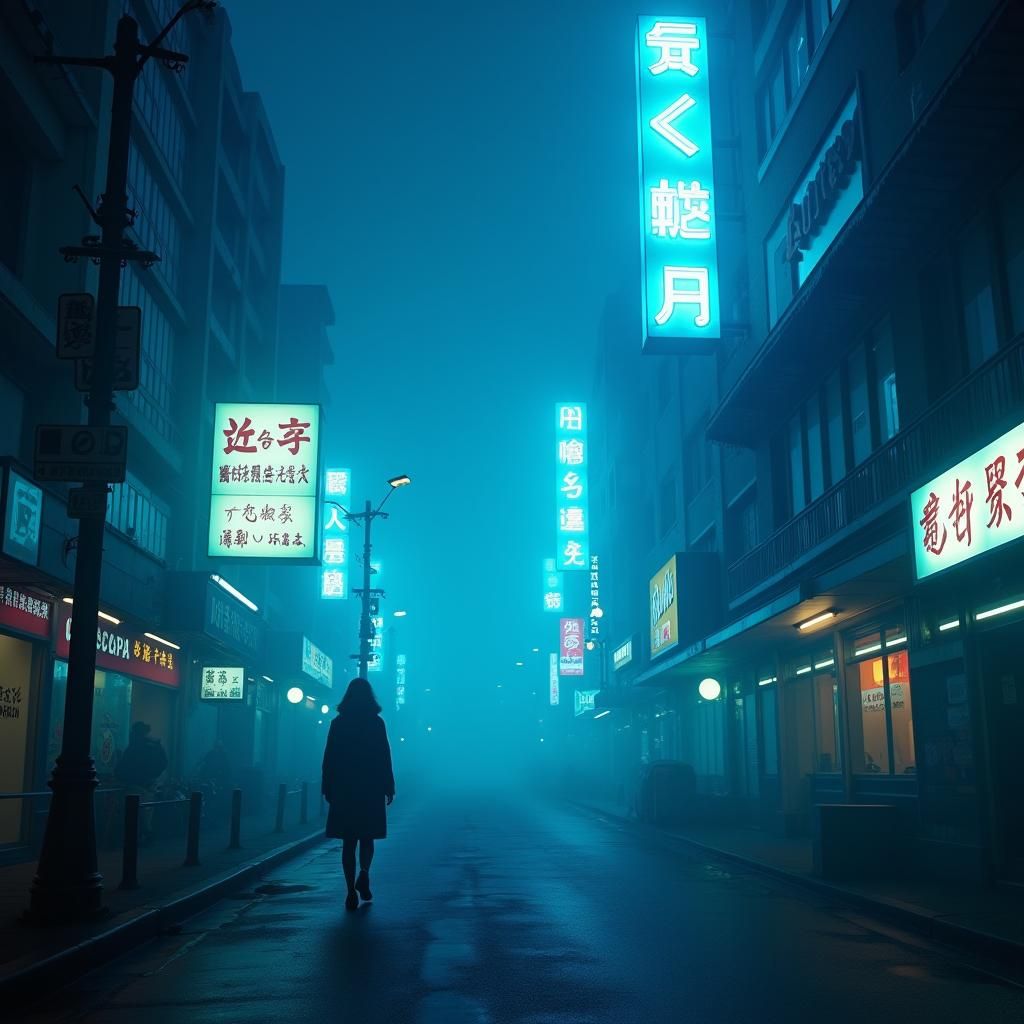 Neon Metropolis: Futuristic Cityscape in Vibrant Blues