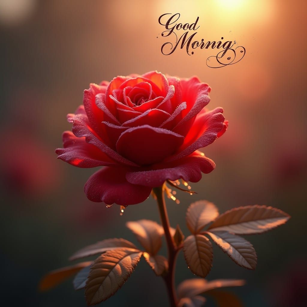 Velvety Rose Basks in Morning Warmth