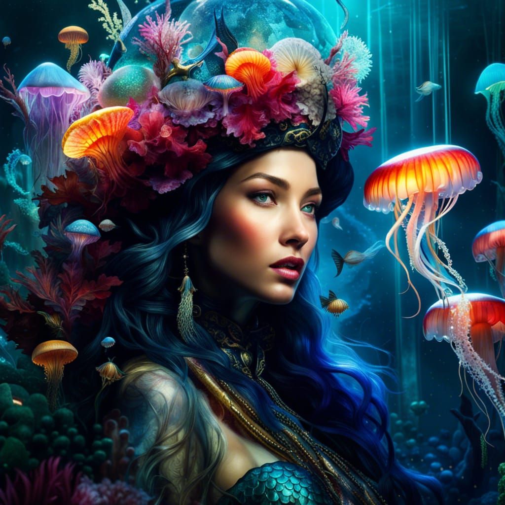 Jellyfish Mermaid: Hyperdetailed Fantasy Art