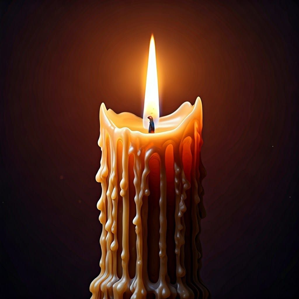 Majestic Candle with Dripping Wax in Art Nouveau Style