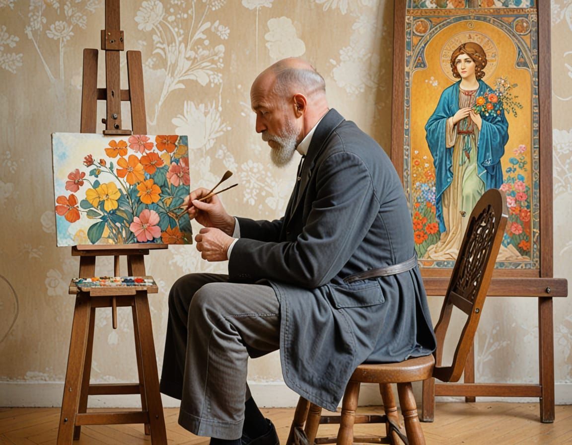 Art Nouveau Painter Creates Orthodox Church Icon in a Worn A...