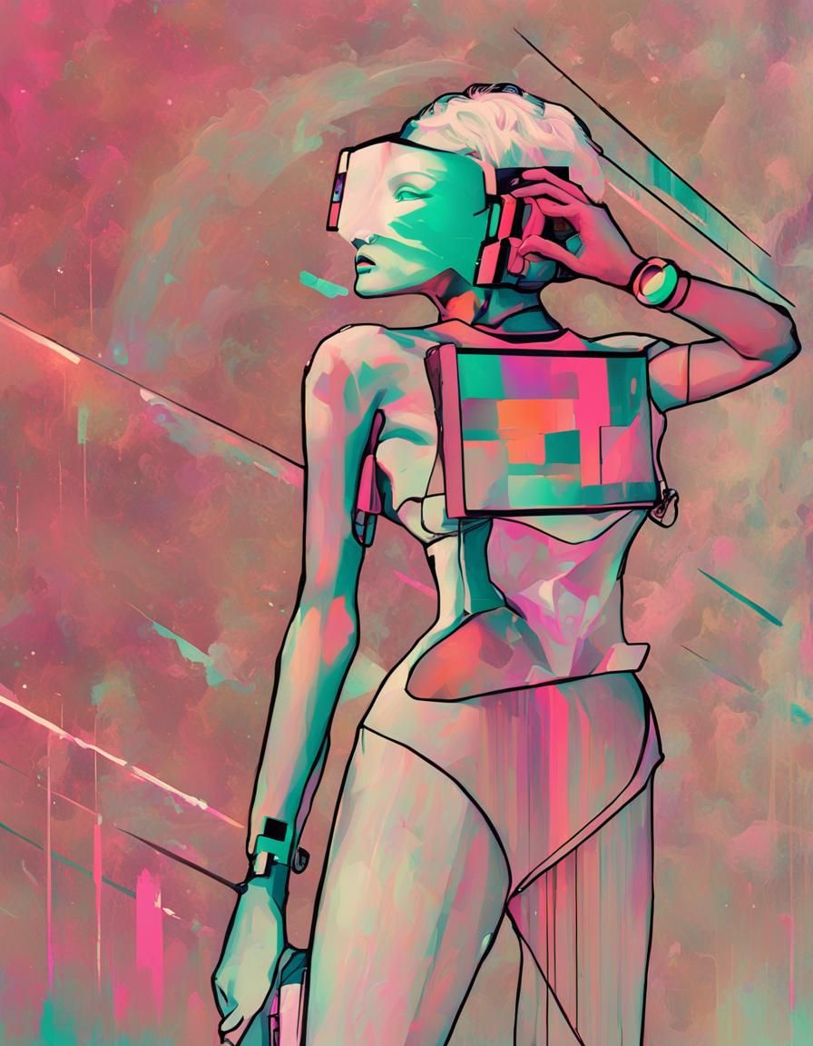 Vaporwave Glitchcore Dreamscape in Pastel Neon