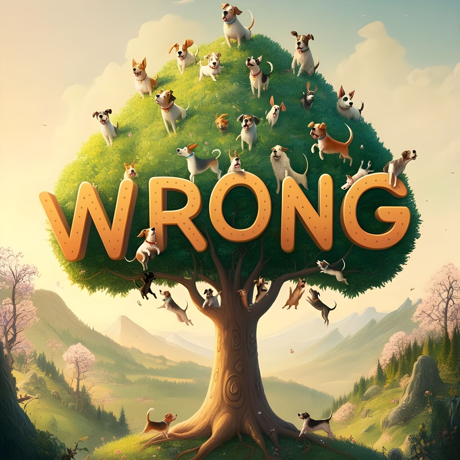 Exuberant Dogs Gather in a Tree Shaped Like a Scolding Word