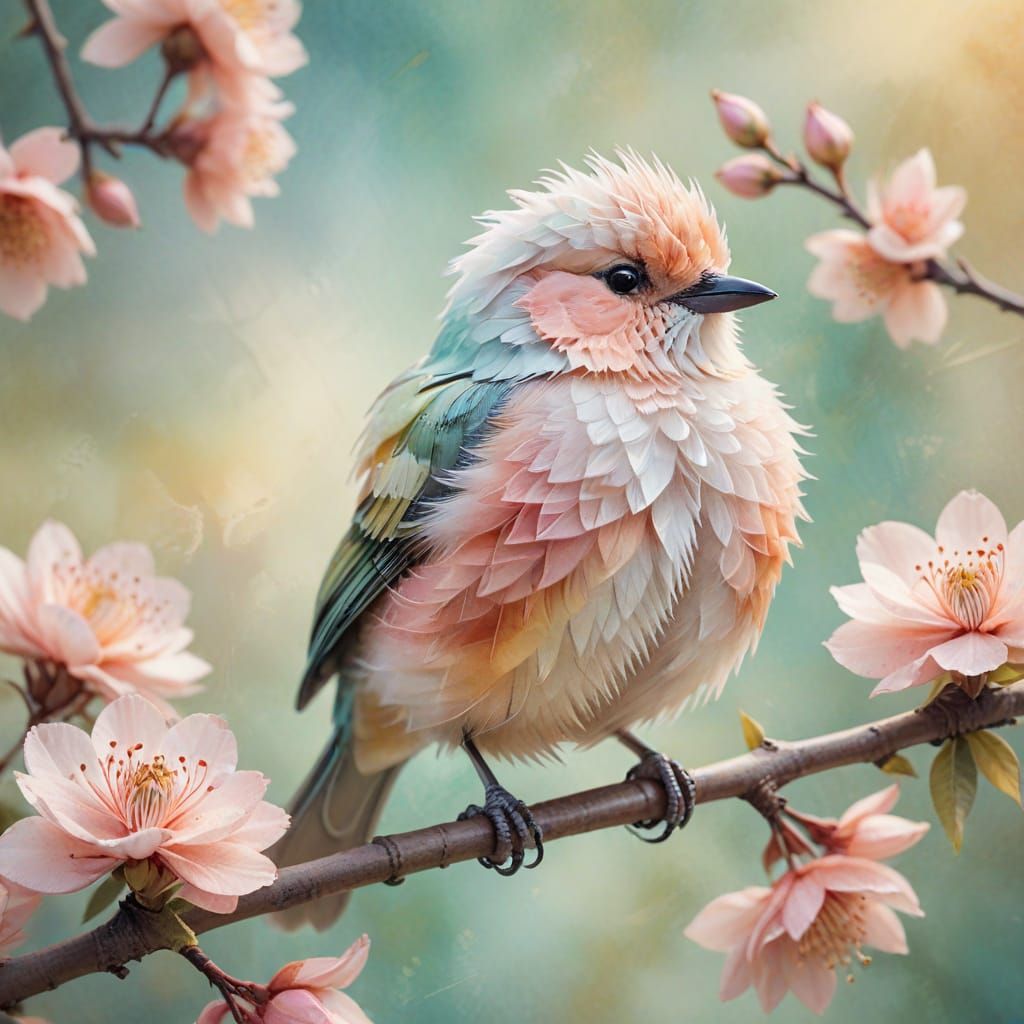 Whimsical Bird Portrait in Watercolor Style