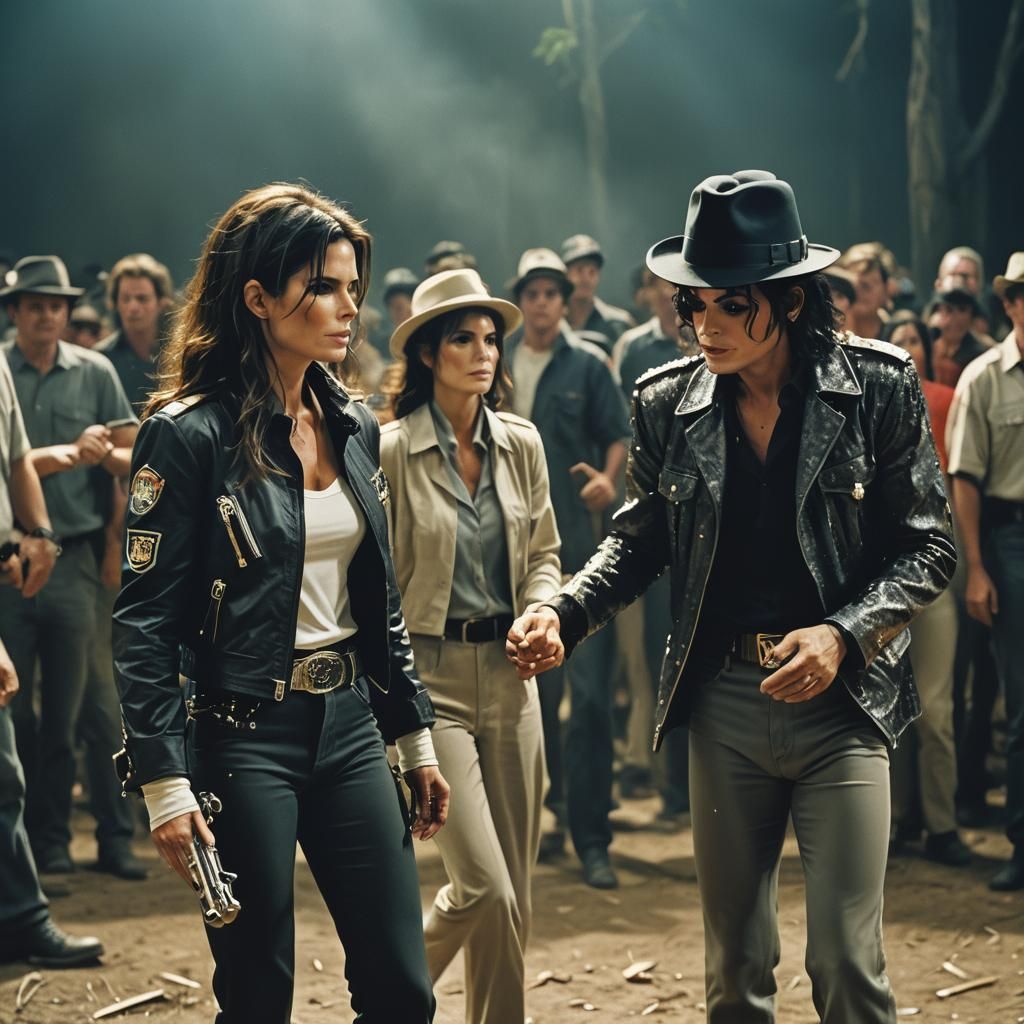 Cinematic Film Still of Two Celebrities