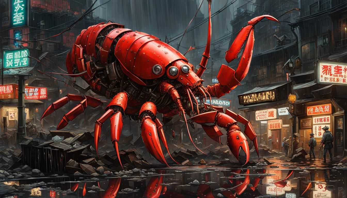 Mechanical Lobster Havoc in Post-Apocalyptic City