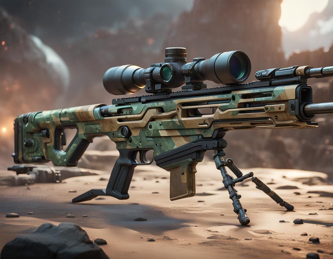 Sci-Fi Sniper Rifle in Detailed Matte Painting