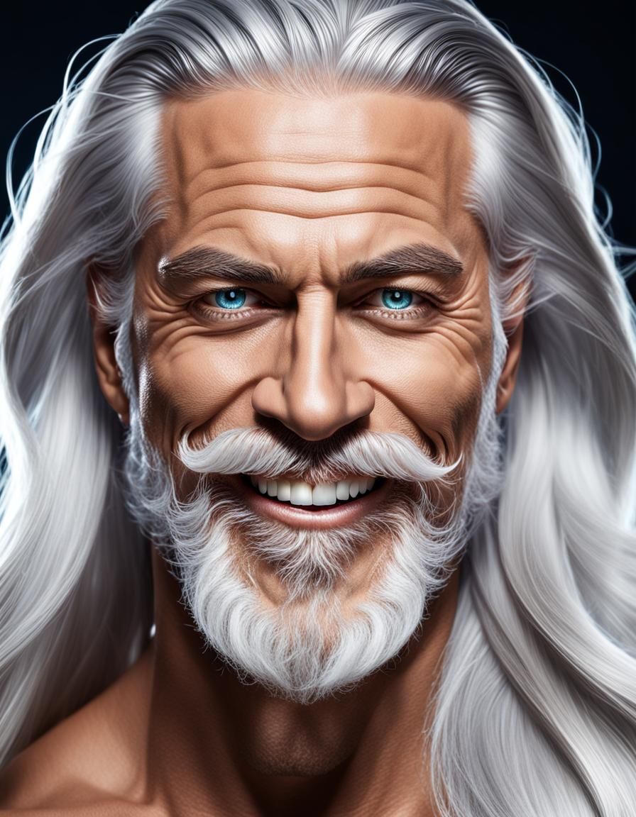 Hyperrealistic Portrait of Muscular Man with Iridescent Bear...