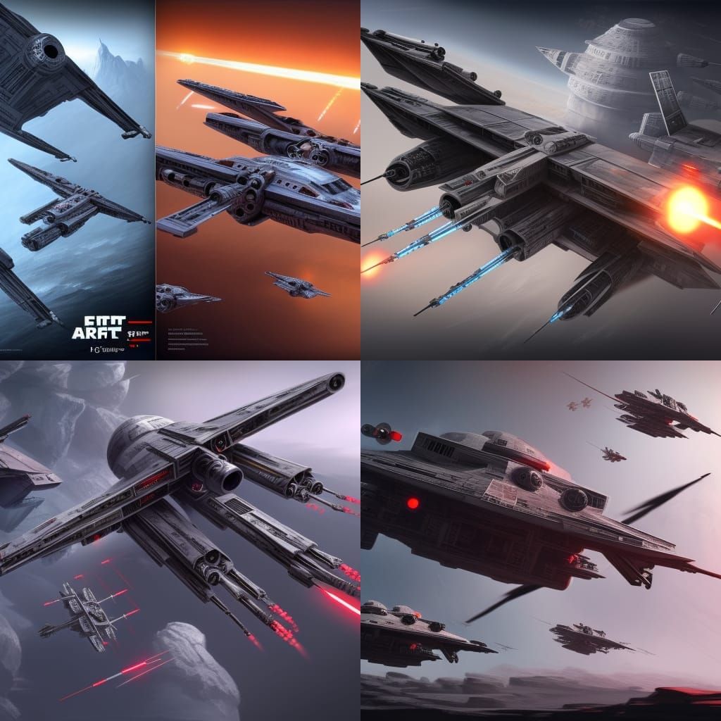 Epic Starfighter Battle in Space: Detailed Matte Painting