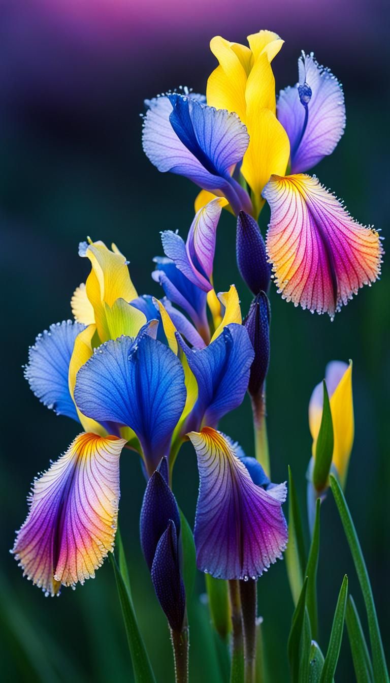 Dew Drops with Aurora in Impressionist Style