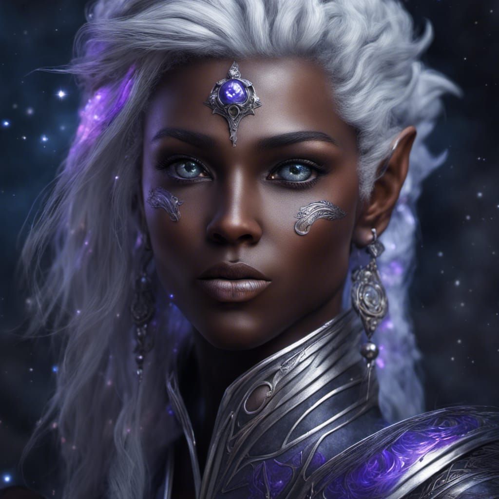 Hyperrealistic Moon Elf Patriot with Lavender Hair