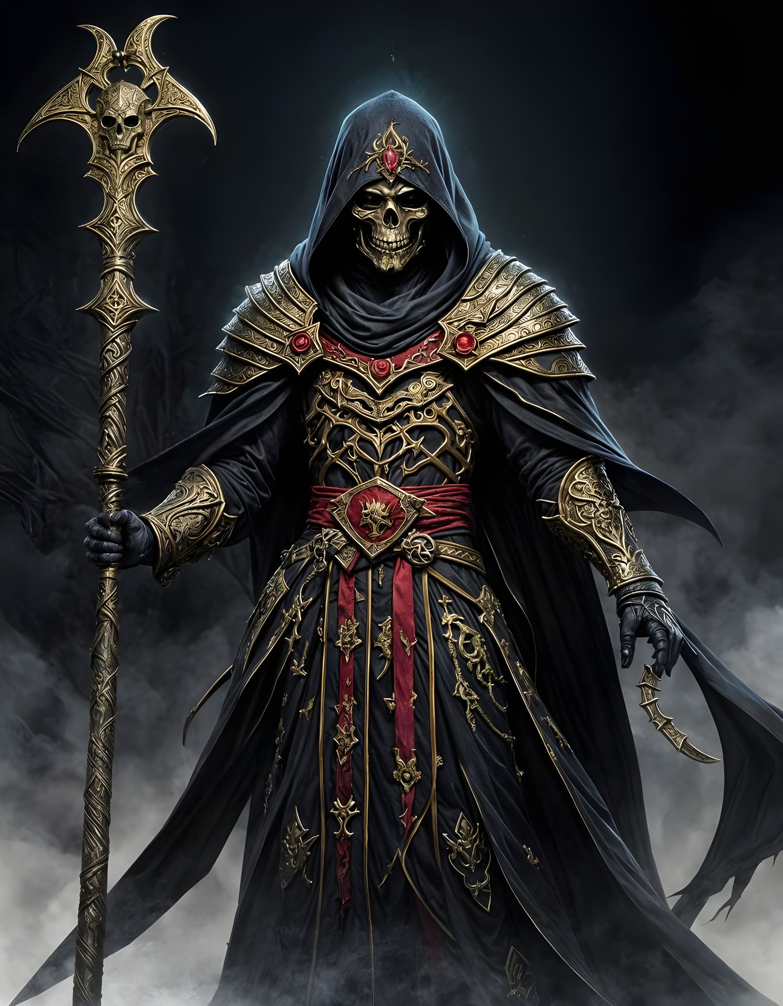 Blood Necromancer in Shadow Cloak at Ancient Temple