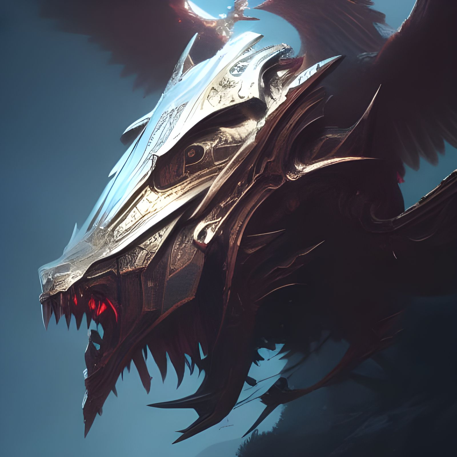 Angelic Monster Head Pierced by Sword