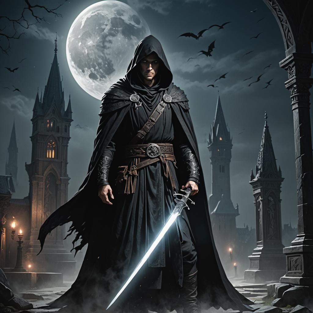 Dark Fantasy Concept Art: Man with Rune Sword