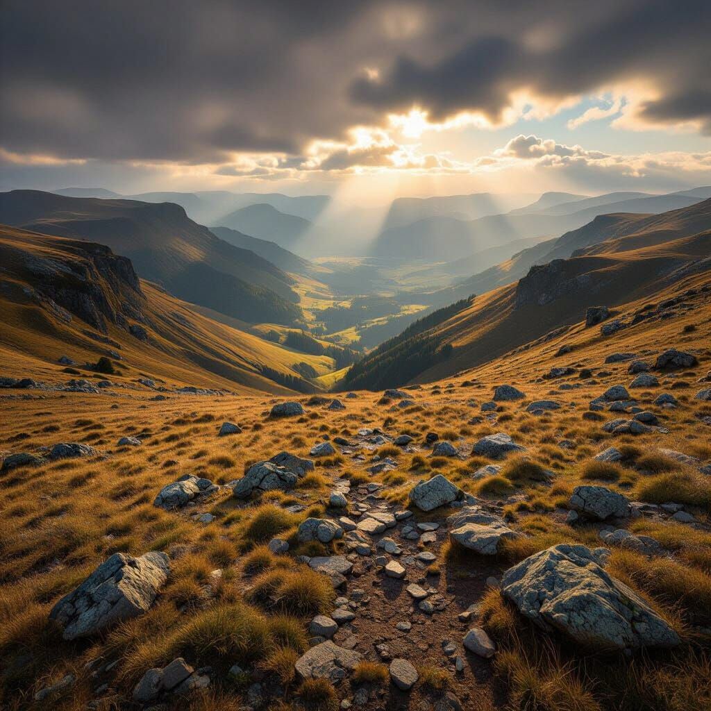 Deep Valley Vista with Dramatic Shadows