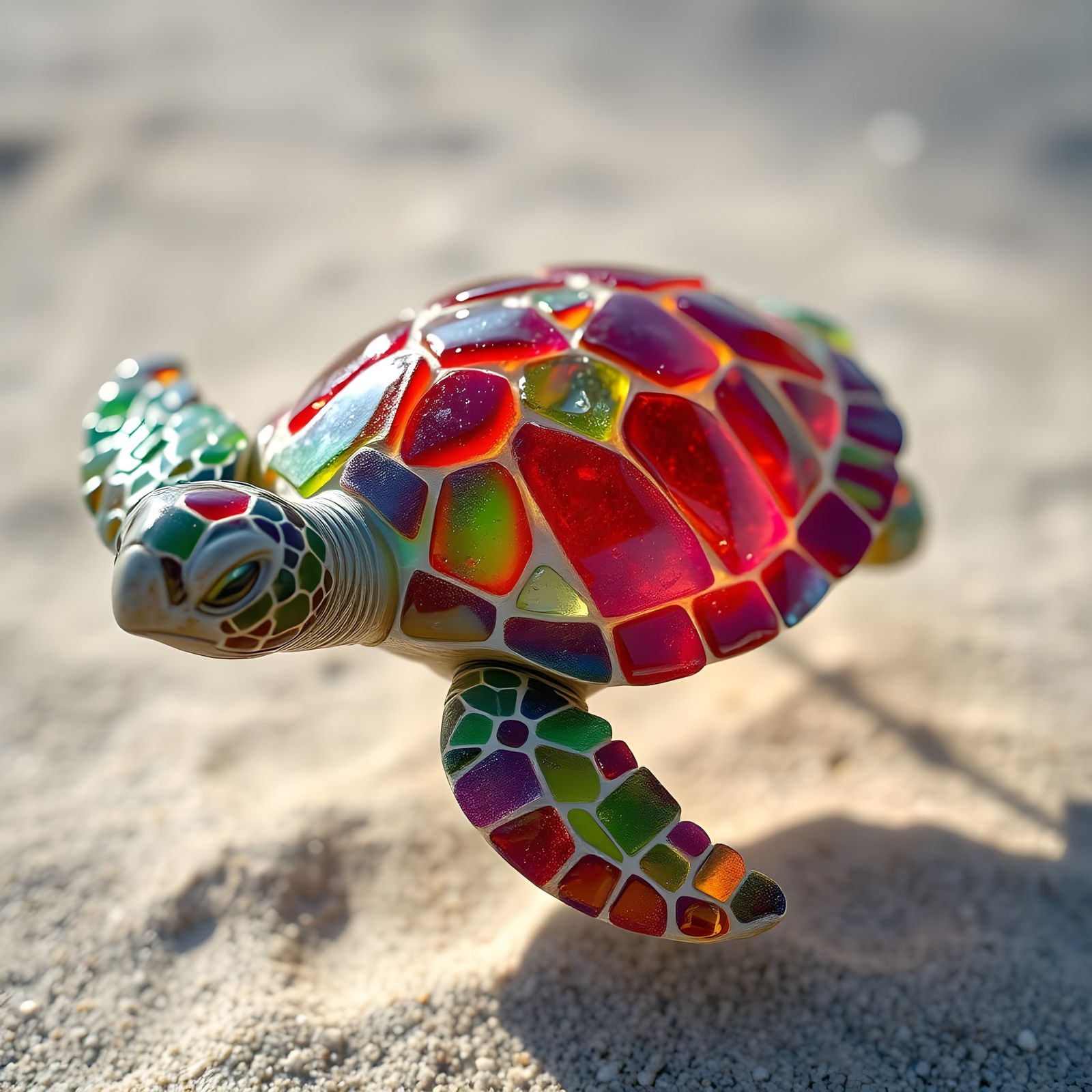 Sea Turtle Sculpture Made of Worn Sea Glass