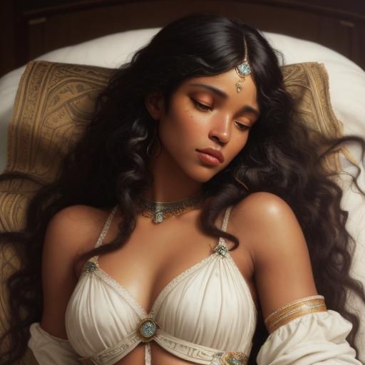 Neoclassical Portrait of Sleeping Caribbean Woman