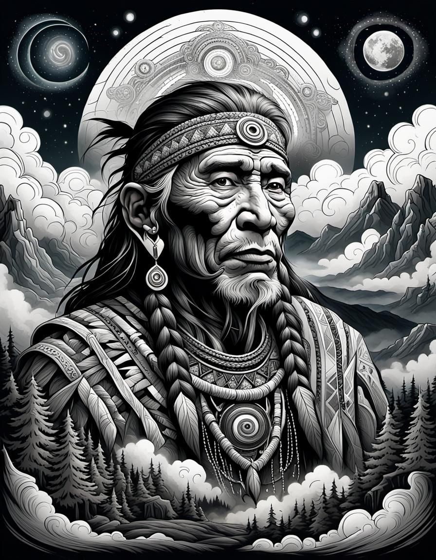 Native American Shaman Mountaintop Concept Art