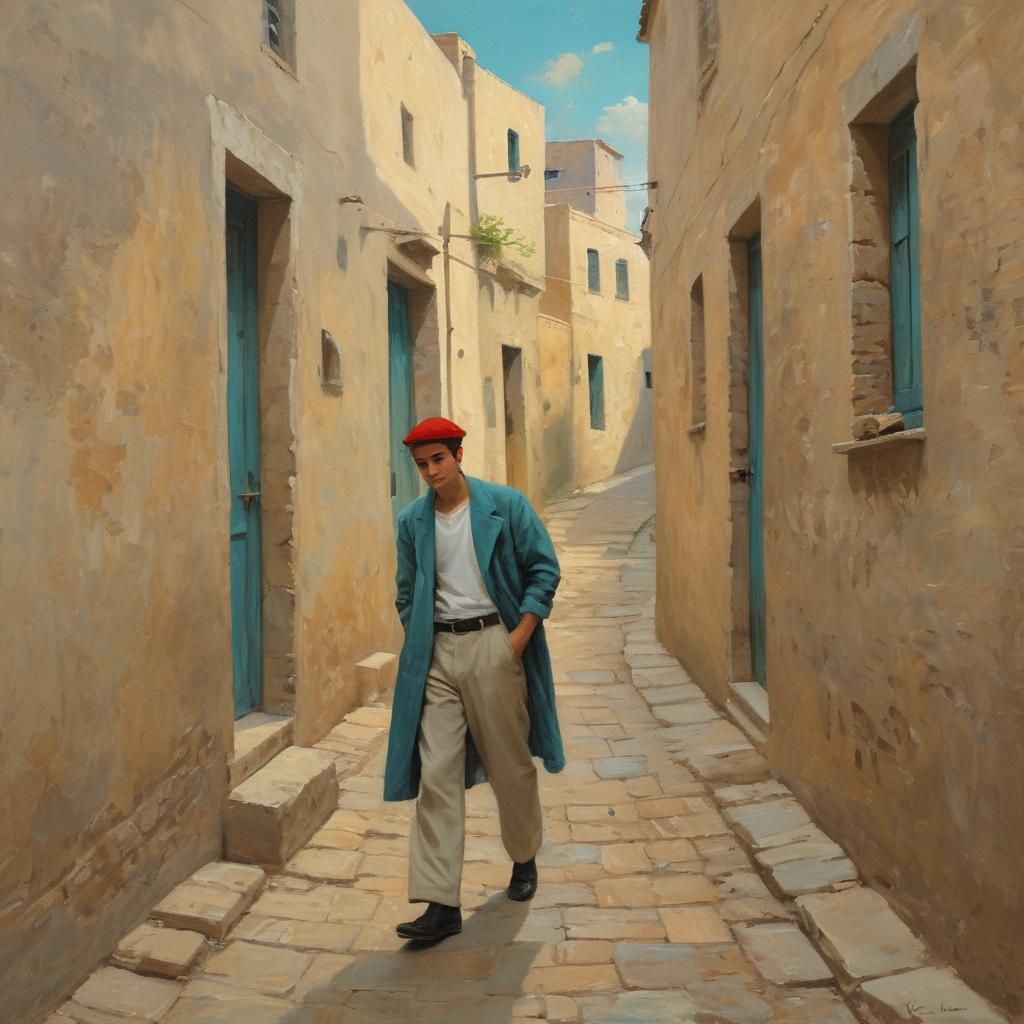 Greek Pickpocket in Impressionist Golden Hour Light