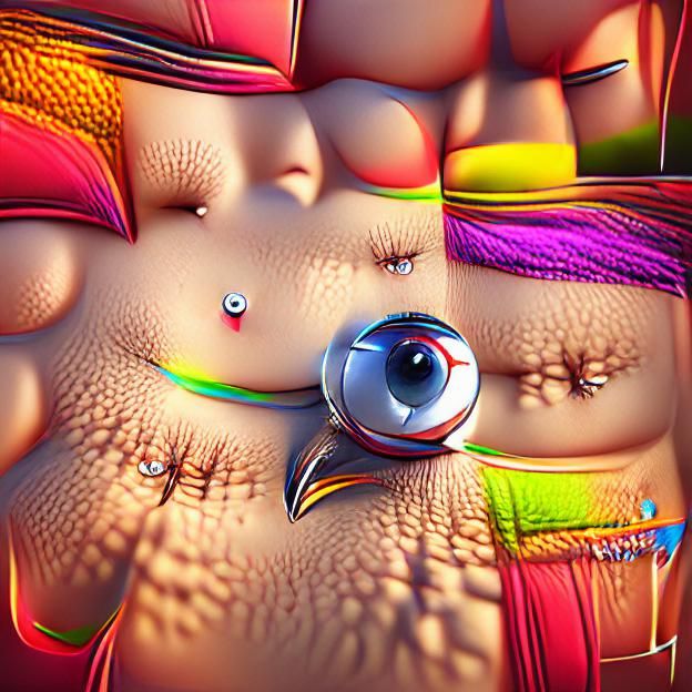 Surreal Belly Button Eye Close-up