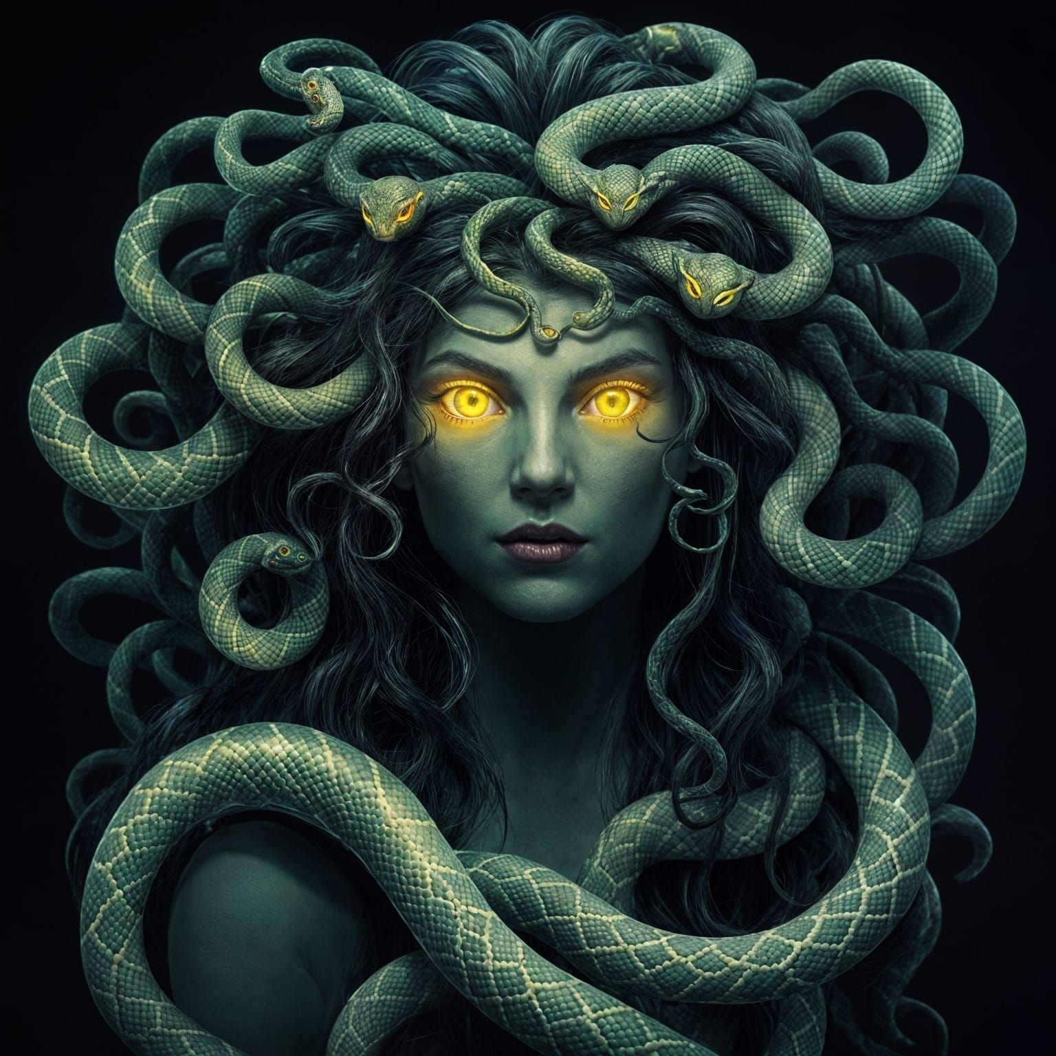 Medusa with Snake Hair and Glowing Eyes