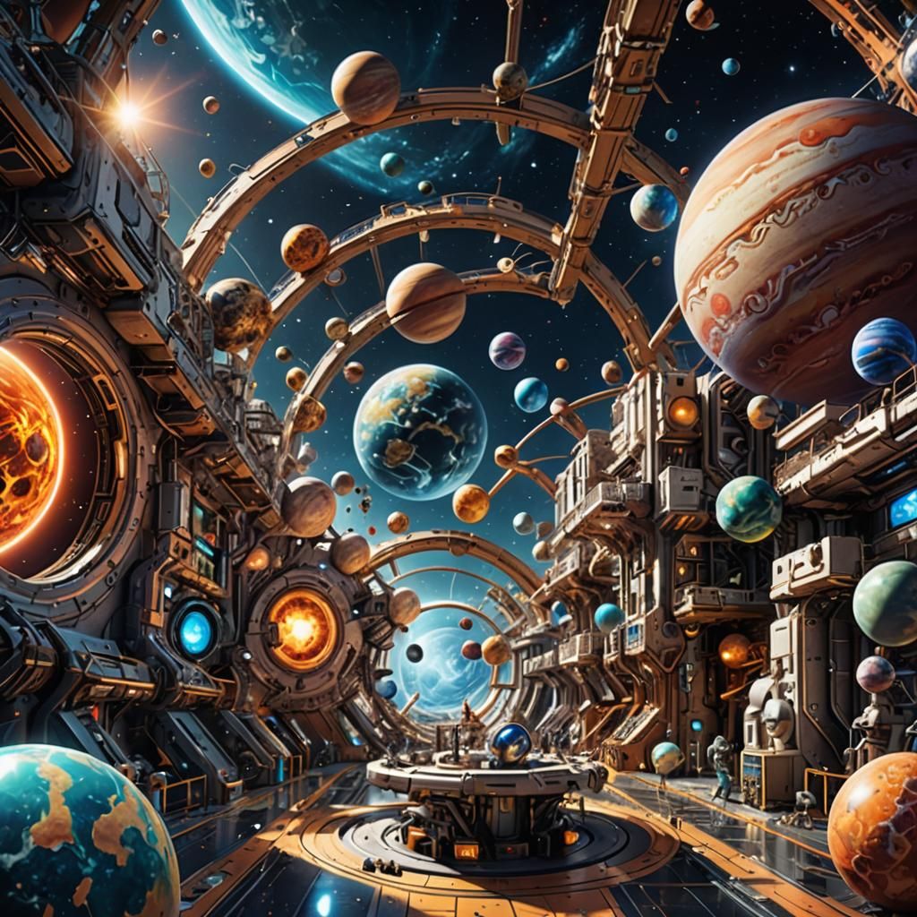 Planet Manufacturing Facility in Cosmic Space, 3D CGI