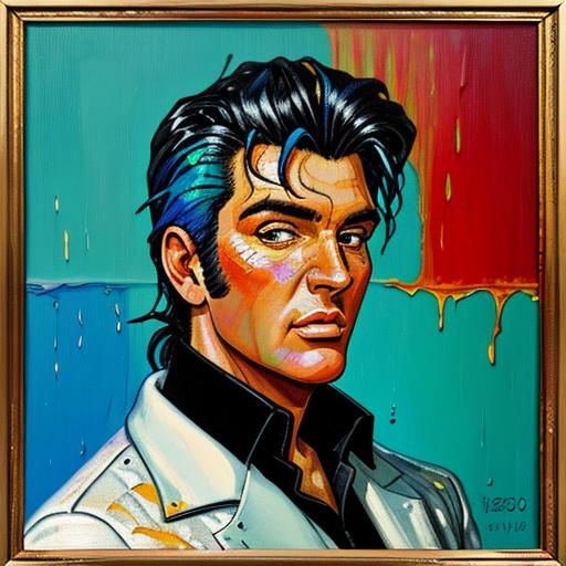 Velvet Elvis Head in Jar: Pop Art Impressionism