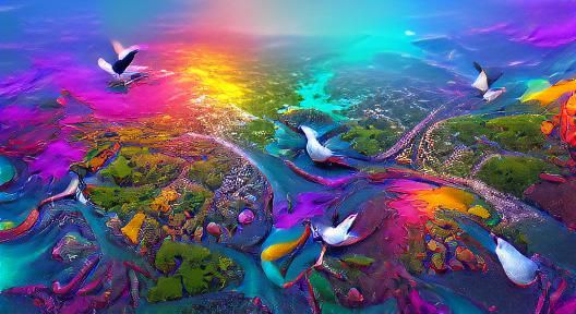 Iridescent Bird's Eye View in 3D
