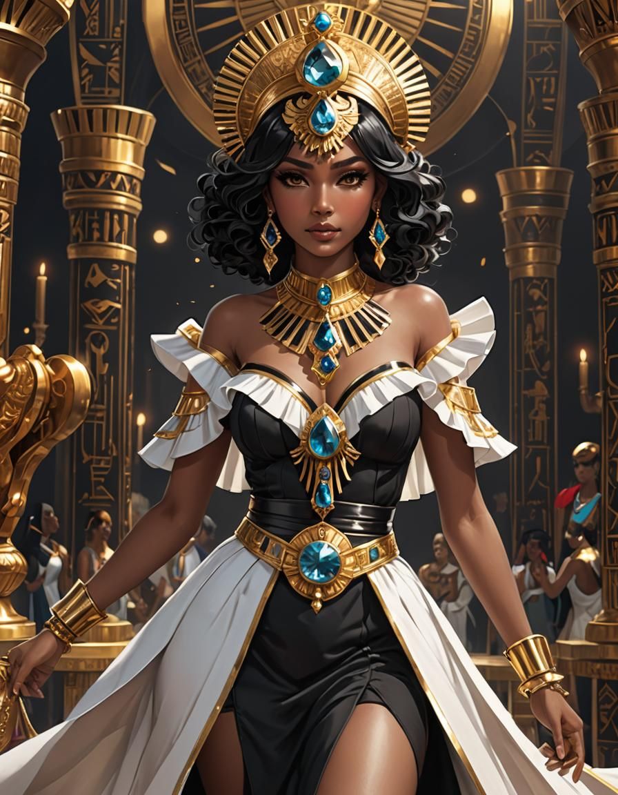 Egyptian Priestess in Ringmaster Outfit, 3D Anime Art