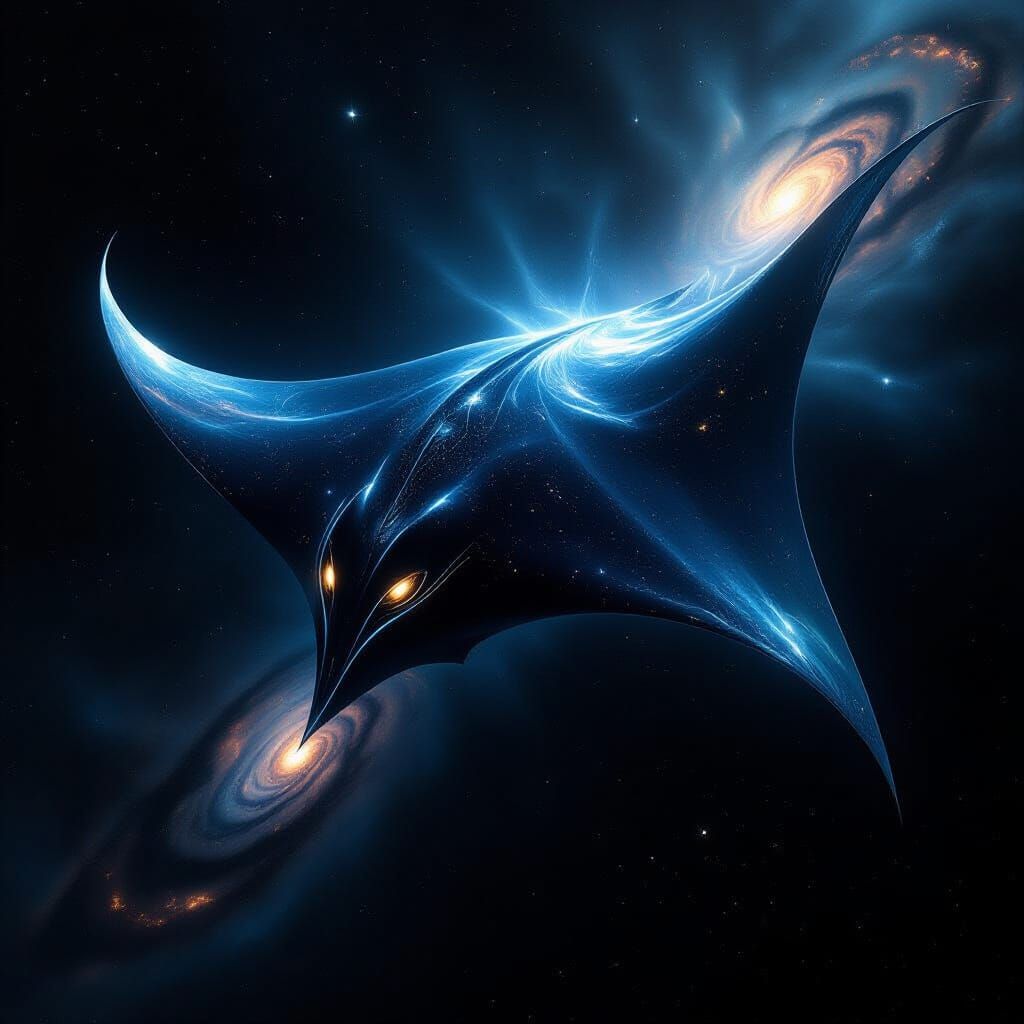 Cosmic Manta Ray in Ethereal Horror Style