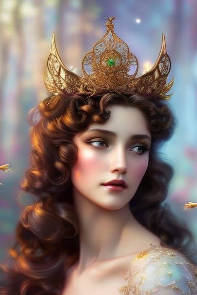 Fairy with Phoenix Portrait in Ethereal Lighting