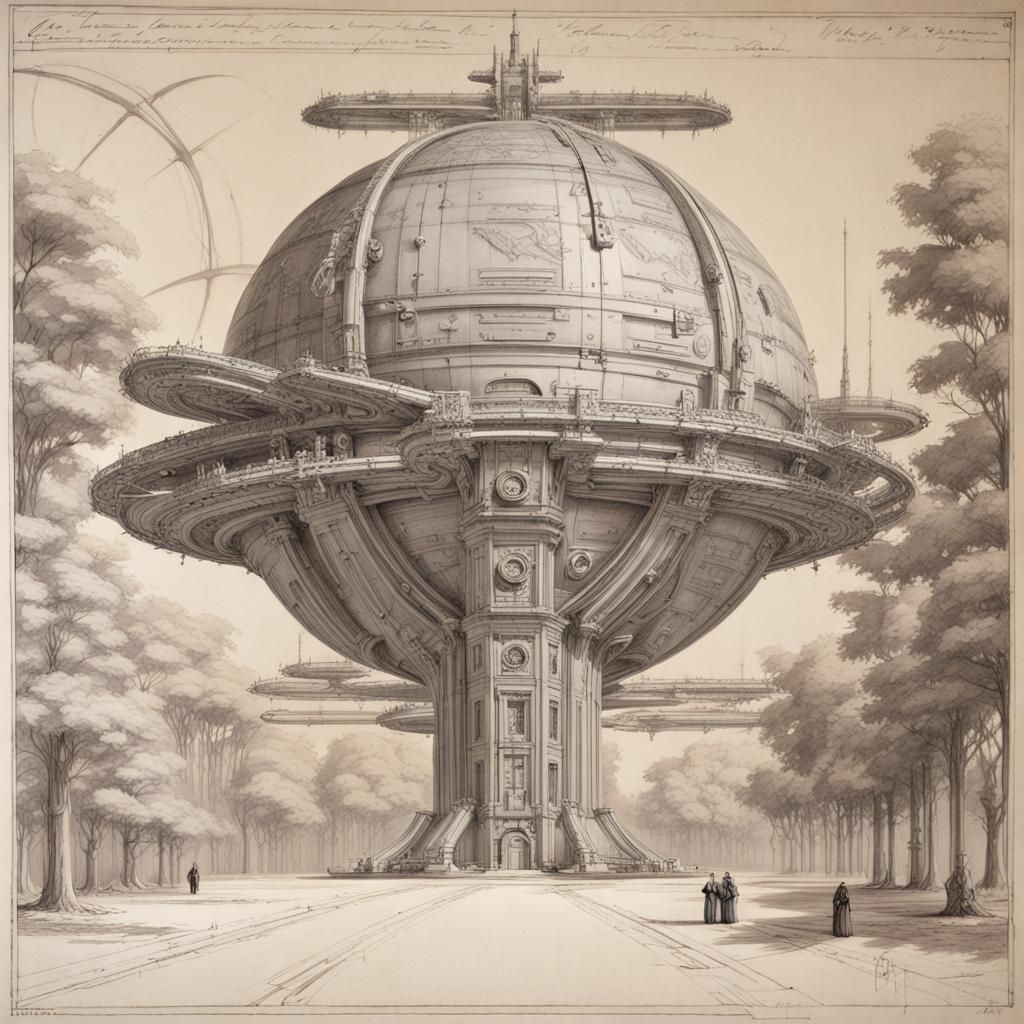 Neoclassical Space Station on Alien Planet