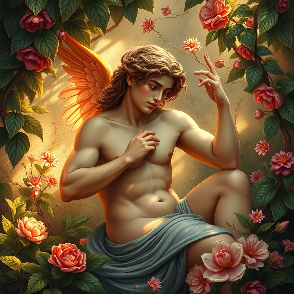 Eros, God of Love, in Rococo Style